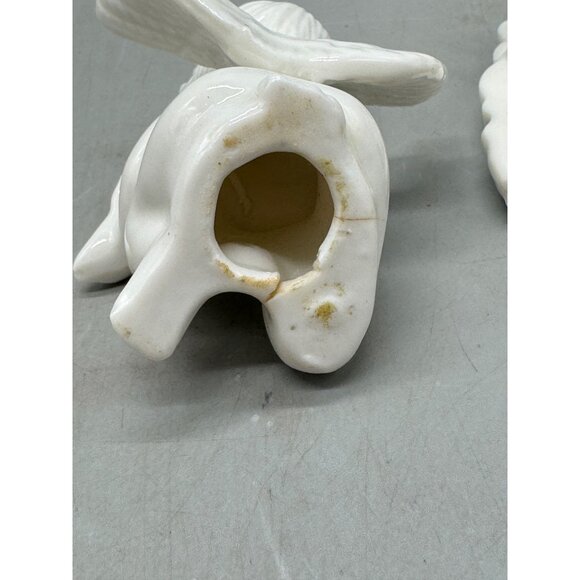 Vintage Ceramic Cherub Angel Figurines Set Of 2 White Musician Angels READ - Picture 9 of 14